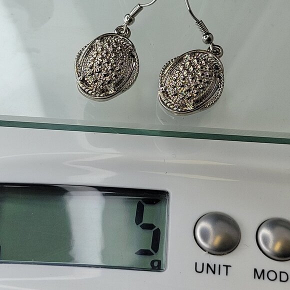 Silver Tone Oval Small Earrings - Picture 10 of 11